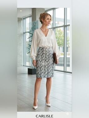 Carlisle skirt pencil snake paillette‎ sequin teal grey 8